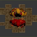 Two Superheroes in Red and Yellow Costumes with Lightning Logo Standing on Brick Platform