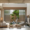 Modern Living And Dining Room Interior With Large Windows Green Tree And Natural Light