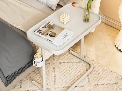 Functional Table for Bedside Use Holding Magazines Decorative Ball and Vase with Flowers 3d model