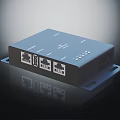 Sleek Blue Network Switch With Multiple Ethernet Ports Control Buttons And Indicator Lights 3d model