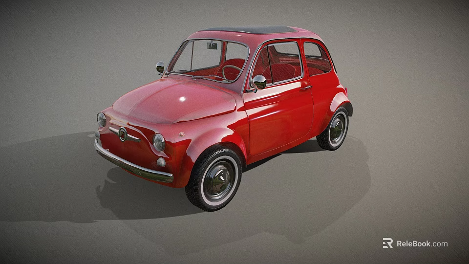 Shiny Red Vintage Classic Car With Two Doors And Retro Styling Design 3d model 