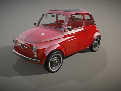 Shiny Red Vintage Classic Car With Two Doors And Retro Styling Design 3d model