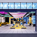 Restaurant Entrance at Xinyue Square with Colorful Ceiling and Modern Interior Design