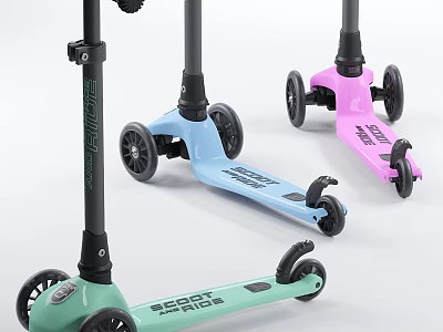 Colorful Kids Scooters With Modern Design 3d model