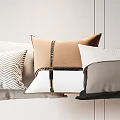Modern Decorative Pillows In Brown Gray White With Checkered Striped Patterns And Fabric Wall