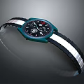 Stylish Green Wristwatch With Black Dial And Black White Strap Design