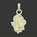 Elegant Metallic Pendant With Intricate Bird Design And Cloud Patterns For Daily Use