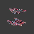 Two Futuristic Red And Gray Sci Fi Spaceships With Detailed 3D Design 3d model