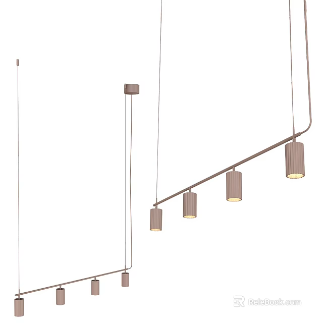 Modern Linear Pendant Light With Multiple Cylindrical Shades For Interior Design 3d model