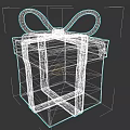 Hand Carved Gift Box Sculpture With Red Ribbon Bow Decoration