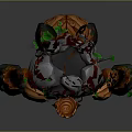 Detailed 3D Tree Creature Model With Wooden Body Horns Green Vines and Glowing Leaves