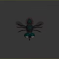 3D Designed Mosquito Character With Green Body Red Eyes White Wings And Detailed Legs