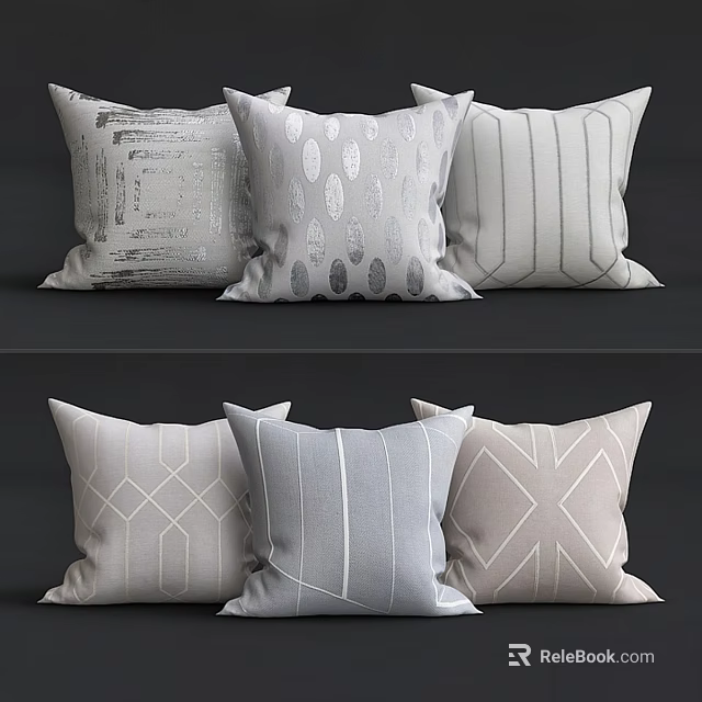 Modern Decorative Pillows with Geometric Patterns Stripes and Oval Textures for Home Sofa Couch Decor 3d model 