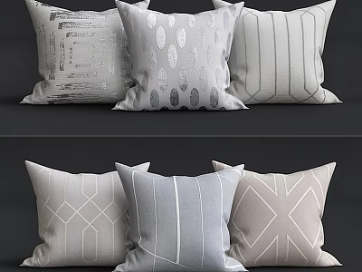Modern Decorative Pillows with Geometric Patterns Stripes and Oval Textures for Home Sofa Couch Decor 3d model