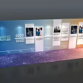 2022 Sports Dance Festival Exhibition Wall with Display Panels Images and Text on Blue Orange Background