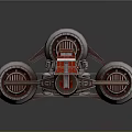 Futuristic Sci fi Spaceship 3D Model With Red Gray Hull And Engines 3d model