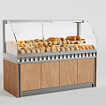Elegant Bakery Display Shelf With Glass Cover And Wooden Cabinet For Fresh Bread