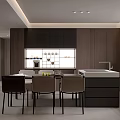 Modern Living and Dining Room Interior With TV Wall Bookshelf And Coffee Table