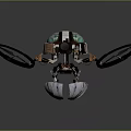 Futuristic Drone Design With Four Propellers Metallic Body And Green Circuit Top