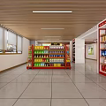Modern Supermarket Grocery Store Interior With Product Shelves Snacks Drinks And Checkout Counter