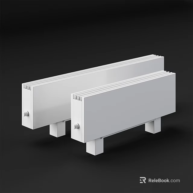 Two Durable White Rectangular Hardware Tools With Radiator Style Design And Support Legs 3d model 