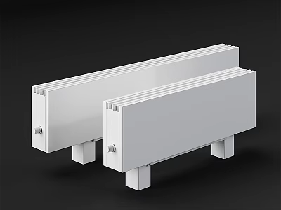 Two Durable White Rectangular Hardware Tools With Radiator Style Design And Support Legs 3d model