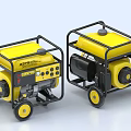 ASTER Industrial Yellow Generators With Black Frame Portable Wheels And Heavy Duty Design