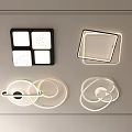 Modern Geometric Ceiling Lights With Square Panels Ring Shapes And Sleek Frames 3d model