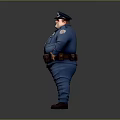 Man as Police Officer in Blue Uniform With Police Hat Standing With Hands On Hips