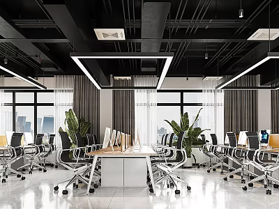 modern public office area office hall 3d model