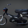 Vintage Black Moped With Silver Wheels And Classic Design Details