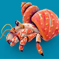 Spotted Orange Crab As Aquatic Animal With Vibrant Colors Unique Shell Pattern And Blue Background
