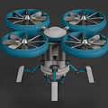 Blue Propeller Quadcopter Drone With Four Rotors And Landing Gear