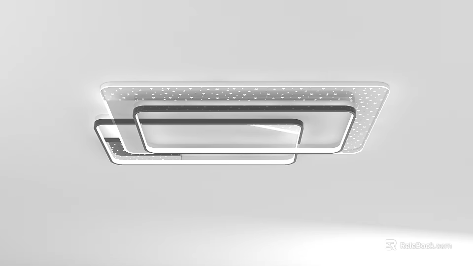 Modern Contemporary Ceiling Light With Rectangular Shape Dotted Pattern And Soft Illumination 3d model 