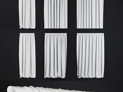 White Curtains In Different Styles For Home Window Decor And Treatments 3d model