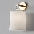 Modern Gold Wall Lamp With Circular Metal Bracket White Fabric Shade For Home Decor