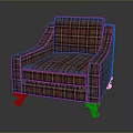 Elegant Plaid Accent Chair With Red Brown Fabric And Wooden Legs