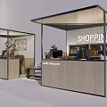 Modern Shopping Space Interior With Glass Structure Cozy Seating And Decorative Plants