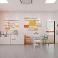 Staff Family Elderly Activity Center Interior With Colorful Furniture Decorative Paintings And Slogan Walls