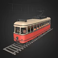 tram railway rail car train rail subway 3d model