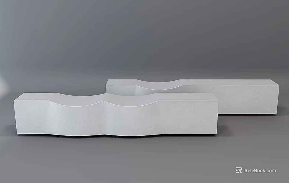 Sleek Modern White Public Chairs With Wavy Design For Outdoor Spaces 3d model 