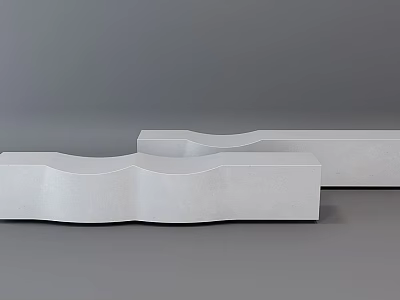 Sleek Modern White Public Chairs With Wavy Design For Outdoor Spaces 3d model