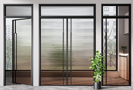 Modern double door Changhong glass door combination 3d model