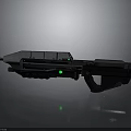 Futuristic Sci Fi Weapon With Metallic Build Dark Surface And Green Light Design Element