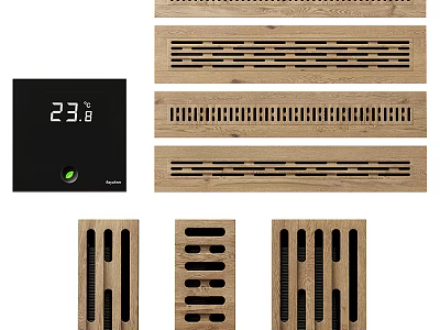 Modern AC Air Vents With Wooden Grilles Various Designs And Temperature 3d model