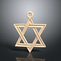 Stylish Golden Hexagram Pendant With Polished Metallic Surface And Reflection 3d model