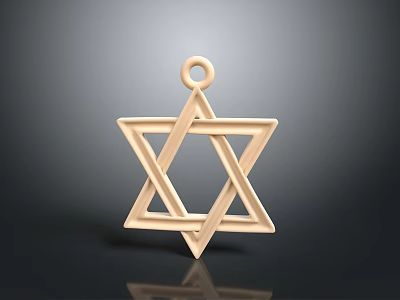Stylish Golden Hexagram Pendant With Polished Metallic Surface And Reflection 3d model