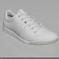 White Casual Lace Up Sneakers With Breathable Holes And Yellow Accent