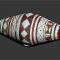 Conical Decorative Hat With Red And White Geometric Patterns And Ethnic Design 3d model