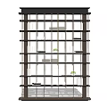 Stylish Modern Bookshelf With Transparent Design Multiple Shelves Books And Green Plants